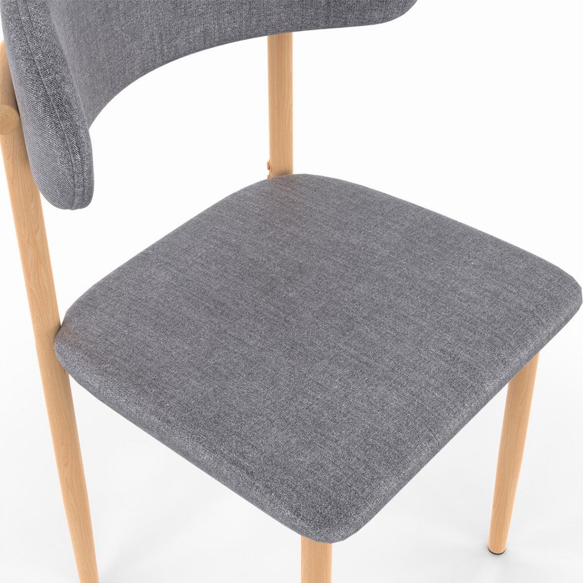 ID MARKET Lot de 6 chaises scandinaves CELESTINE en tissu gris clair effet chiné pour salle à manger