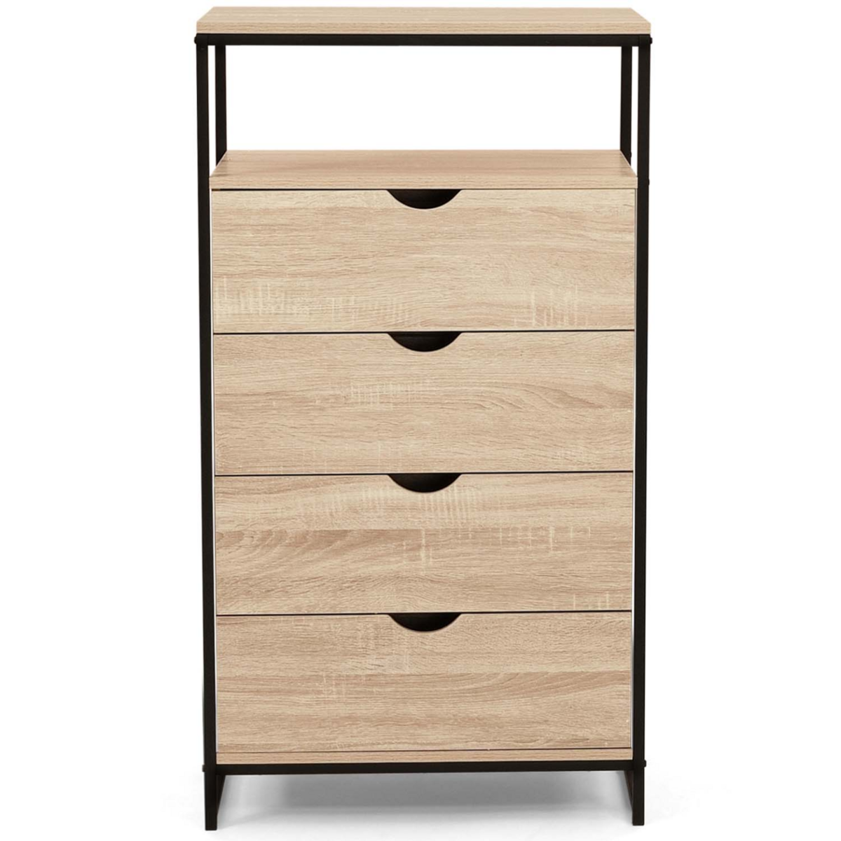 ID MARKET Chiffonnier 4 tiroirs DETROIT 60 cm commode design industriel avec étagère