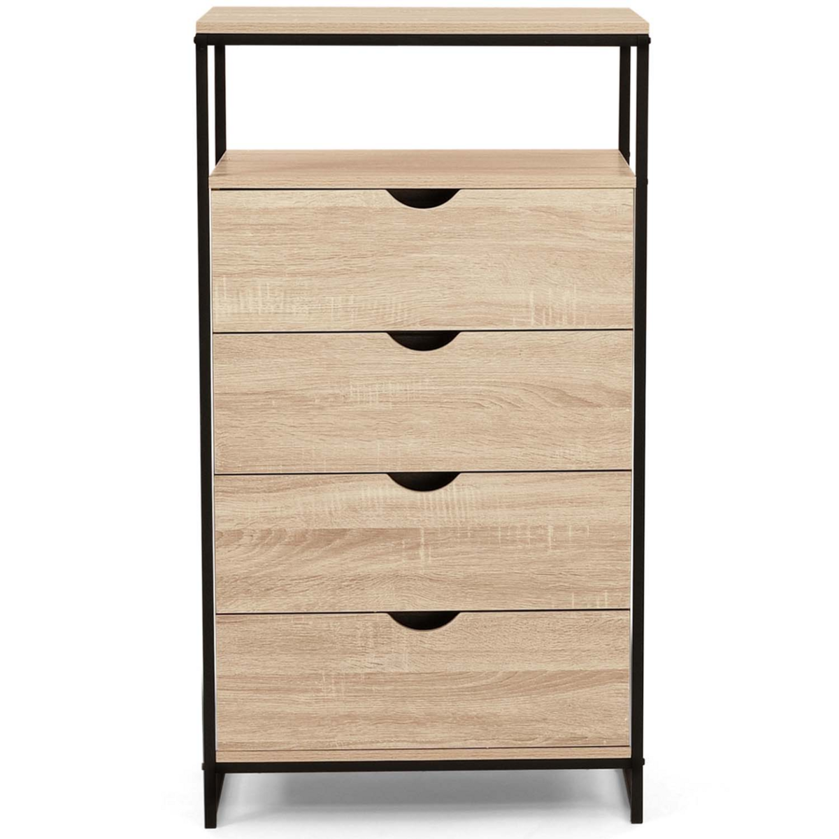 ID MARKET Chiffonnier 4 tiroirs DETROIT 60 cm commode design industriel avec étagère