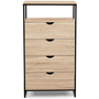 Voir la diapositive 3 : ID MARKET Chiffonnier 4 tiroirs DETROIT 60 cm commode design industriel avec étagère