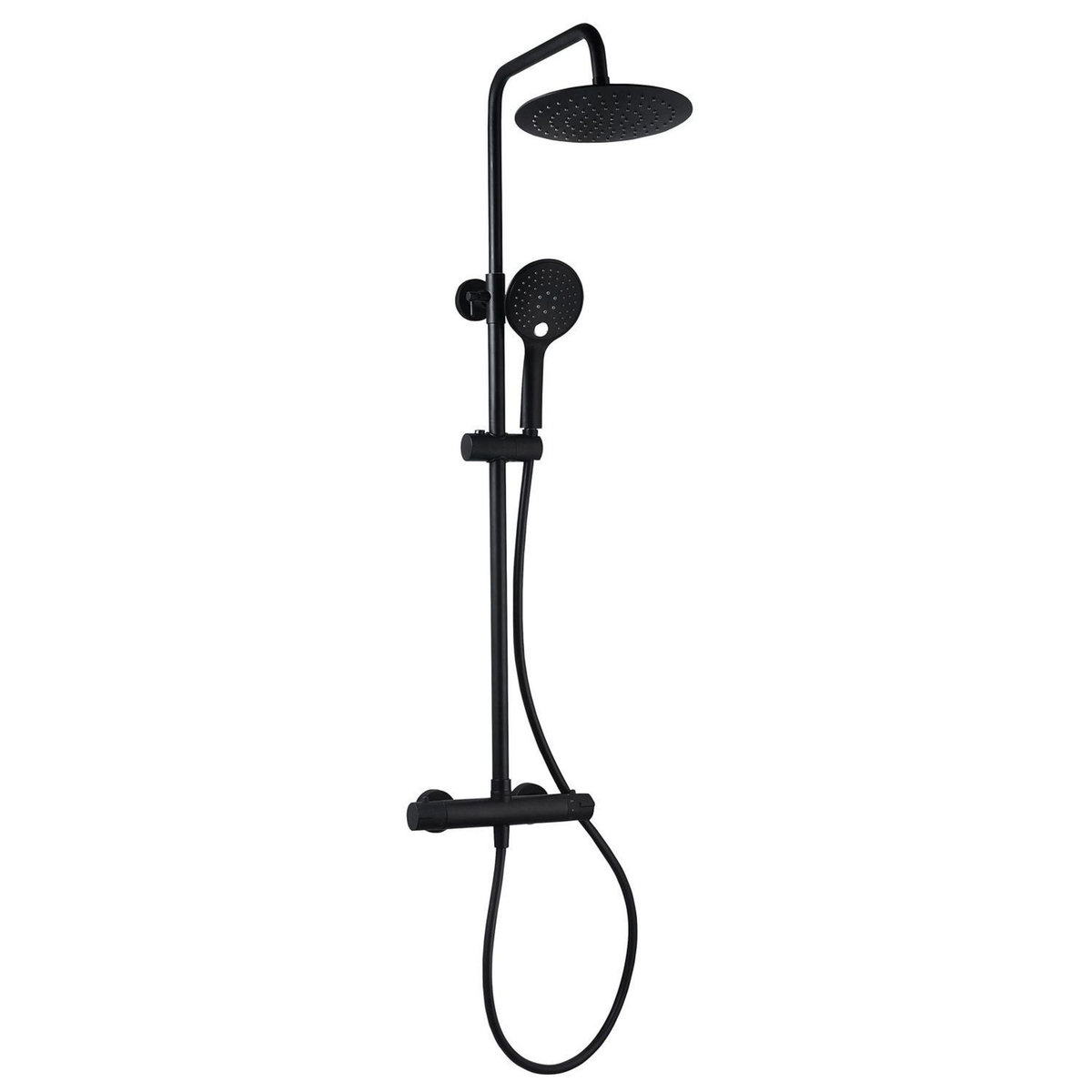ALLIBERT Colonne de douche réglable en hauteur et robinet thermistatique - Noir