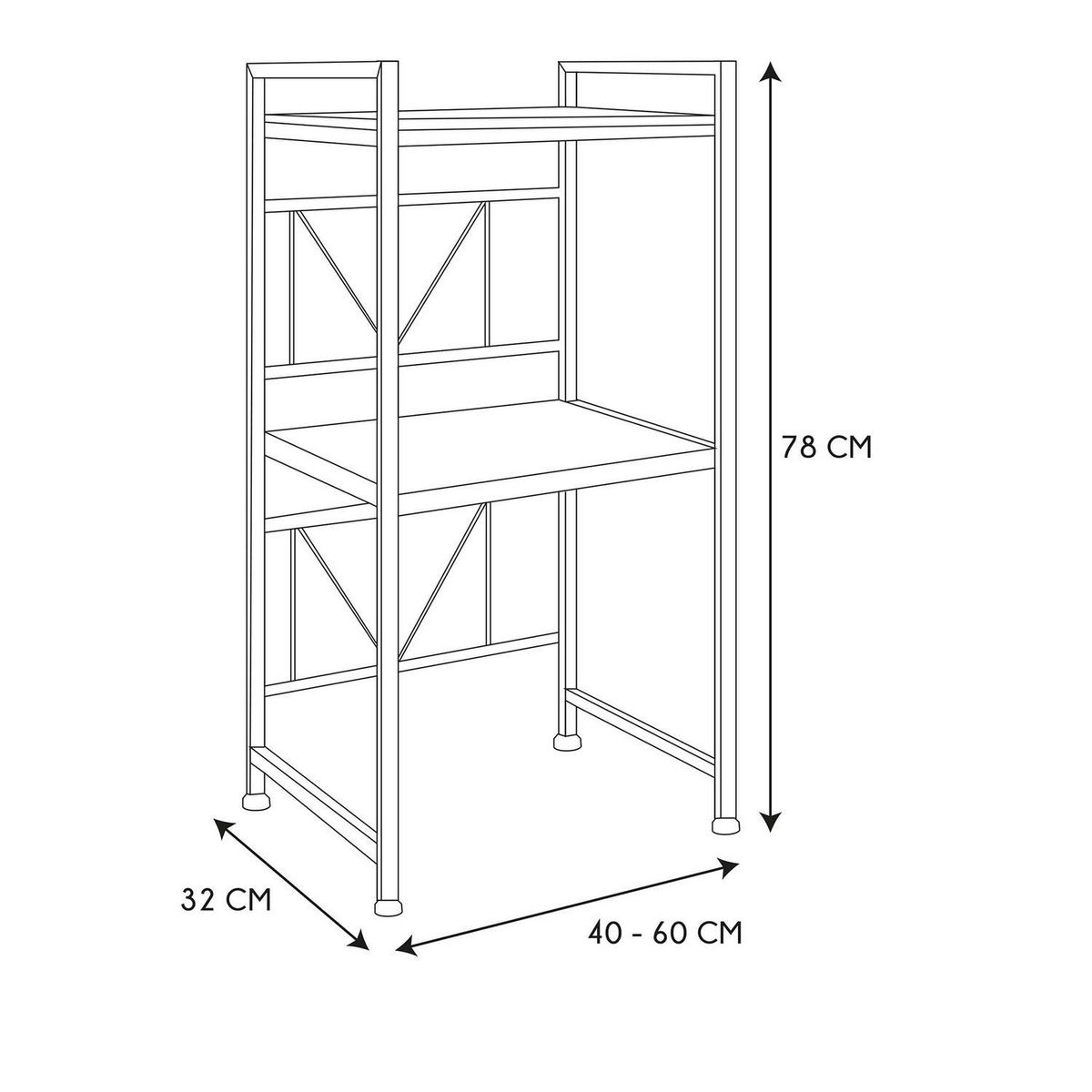 TOILINUX Organisateur pour Micro-Onde modulable et extensible avec 2 étagères - Noir