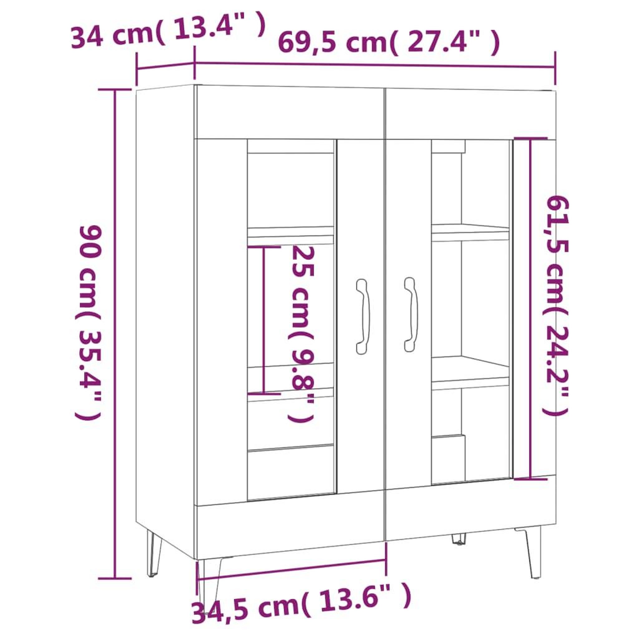 Voir la diapositive 6 : VIDAXL Buffet sonoma gris 69,5x34x90 cm bois d'ingenierie