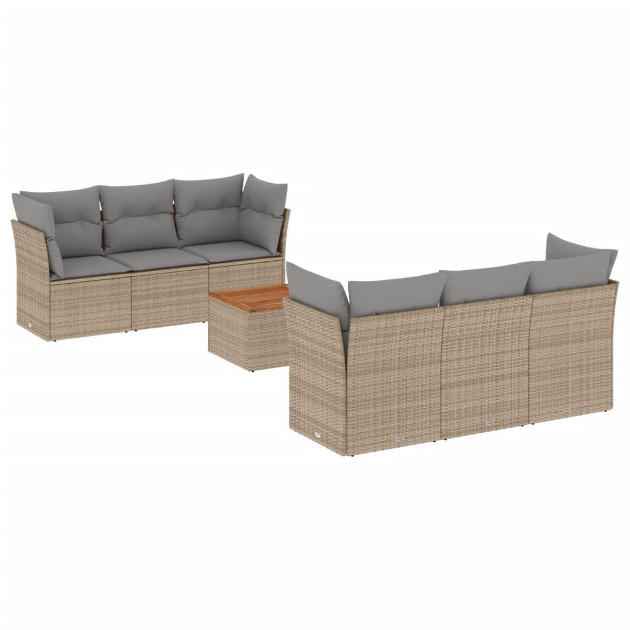 Voir la diapositive 2 : VIDAXL Salon de jardin avec coussins 7pcs melange beige resine tressee