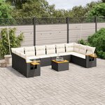 VIDAXL Salon de jardin 11 pcs avec coussins noir resine tressee