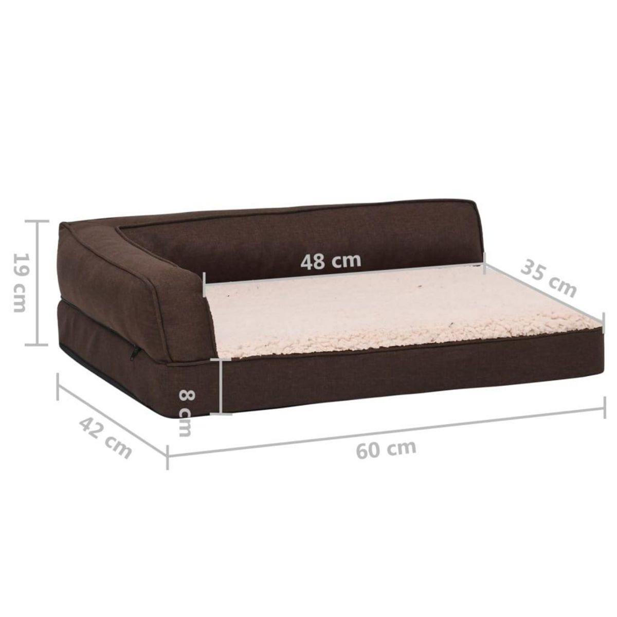 VIDAXL Matelas de lit ergonomique de chien 60x42 cm Polaire aspect lin