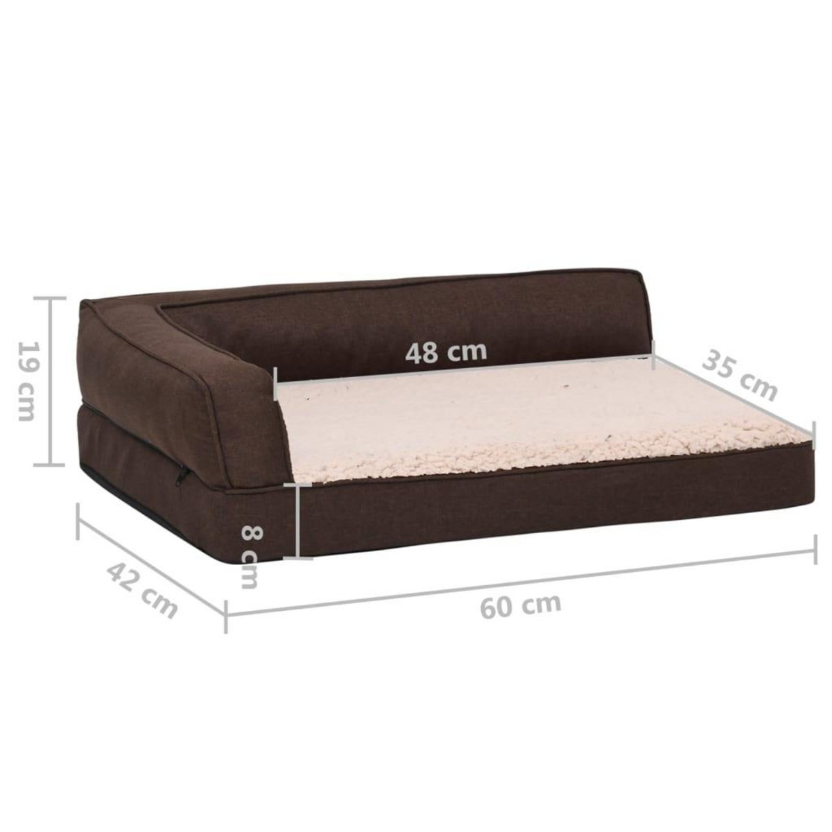 VIDAXL Matelas de lit ergonomique de chien 60x42 cm Polaire aspect lin