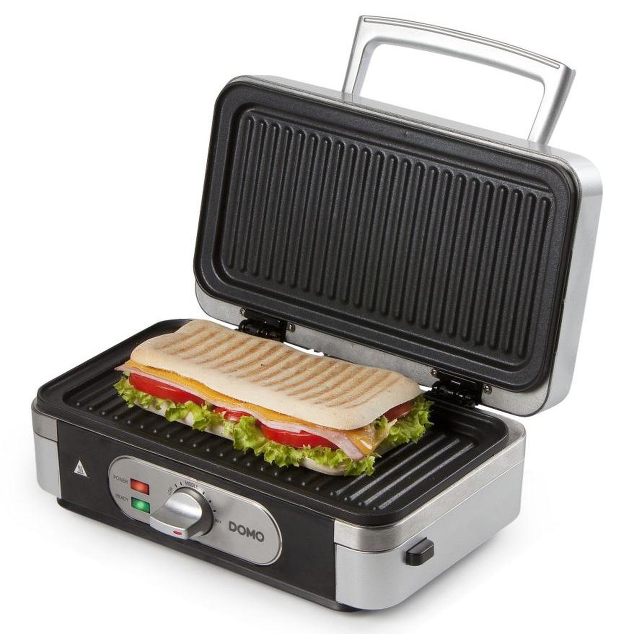 Voir la diapositive 5 : Domo Croque-gaufre-grill 3en1 1000w argent/noir - do9136c