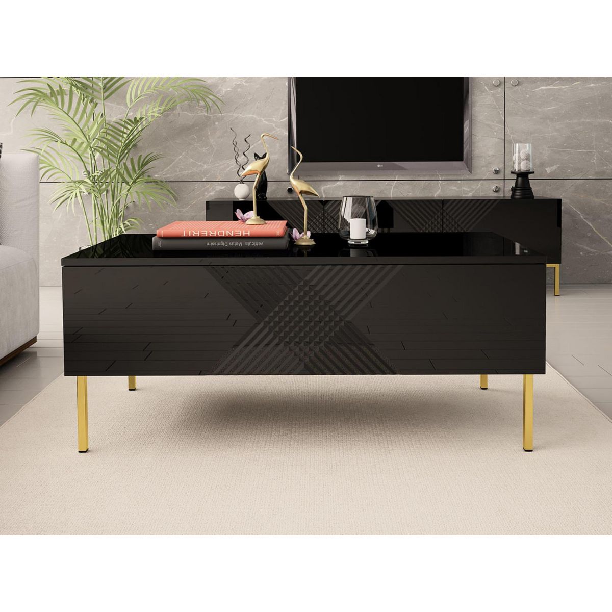 BEST MOBILIER Celeste - table basse - 2 portes - 120 cm