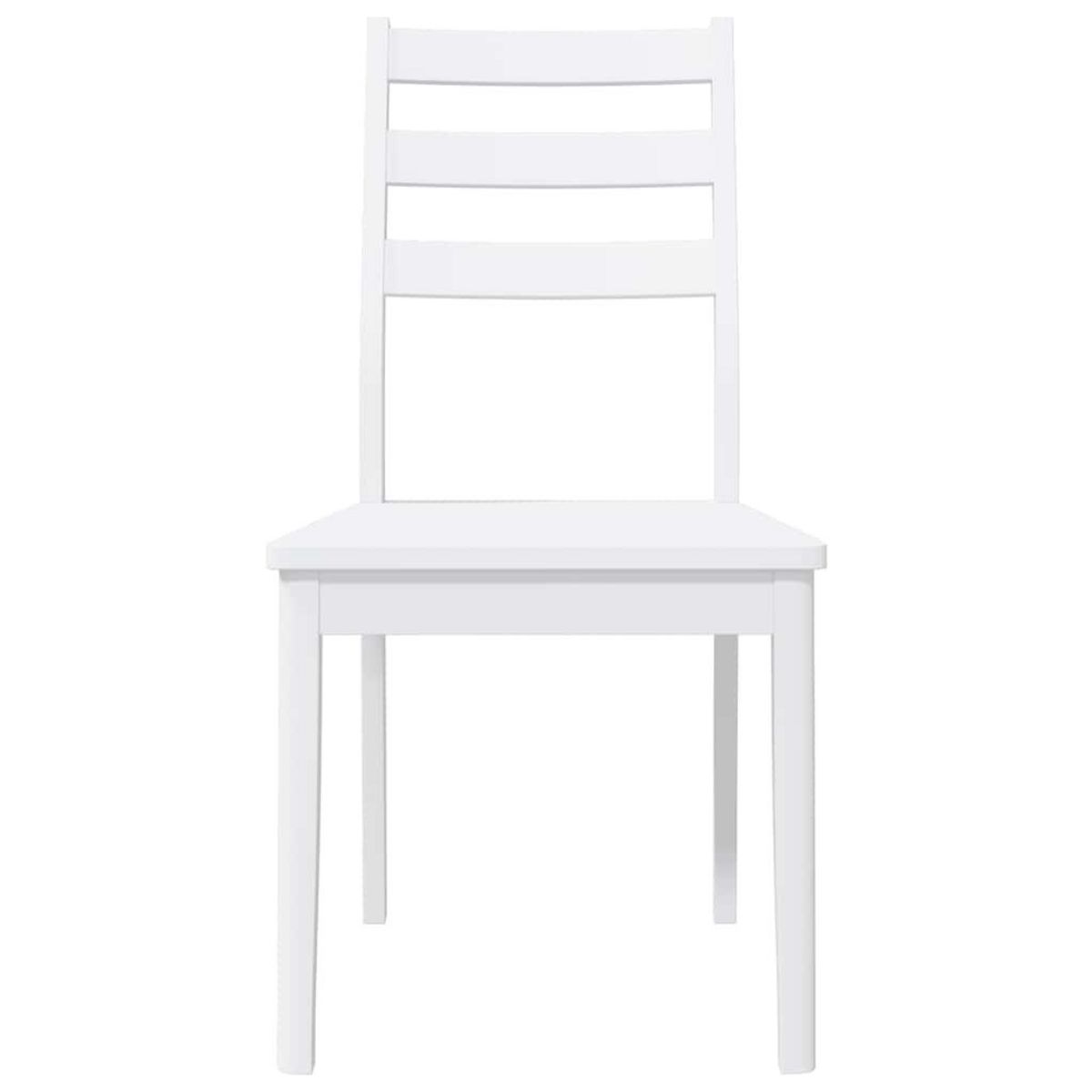 VIDAXL Chaises a manger 2 pcs blanc bois massif caoutchouc