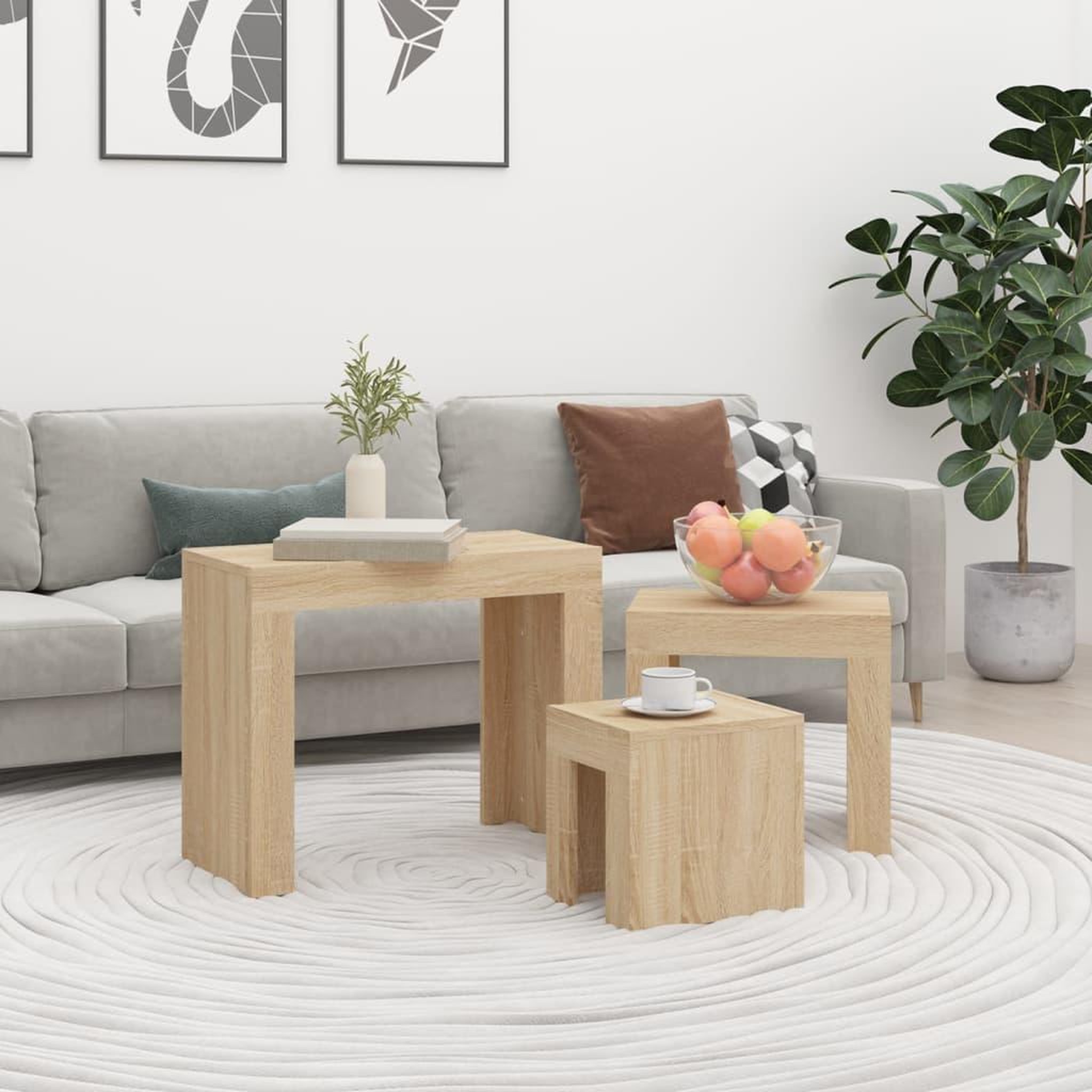 VIDAXL Tables basses gigognes 3 pcs chene sonoma bois d'ingenierie