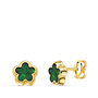 Voir la diapositive 1 : L'ATELIER D'AZUR Boucles d'Oreilles Or 18 Carats 750 Jaune et Malachite - Fleur