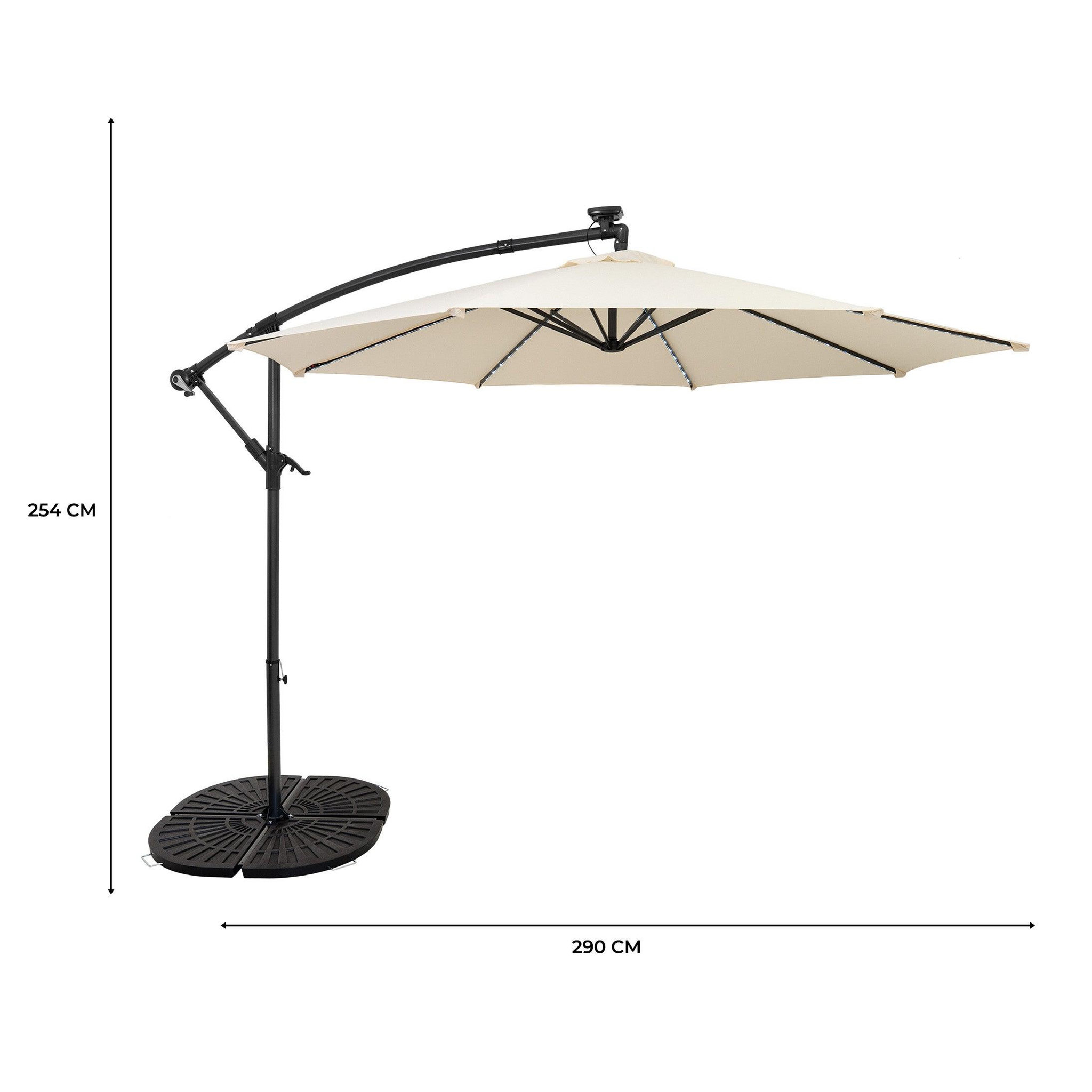 Voir la diapositive 5 : Monster Parasol Banane à Mât Déporté à LED 3 m & 4 Pieds en Éventail