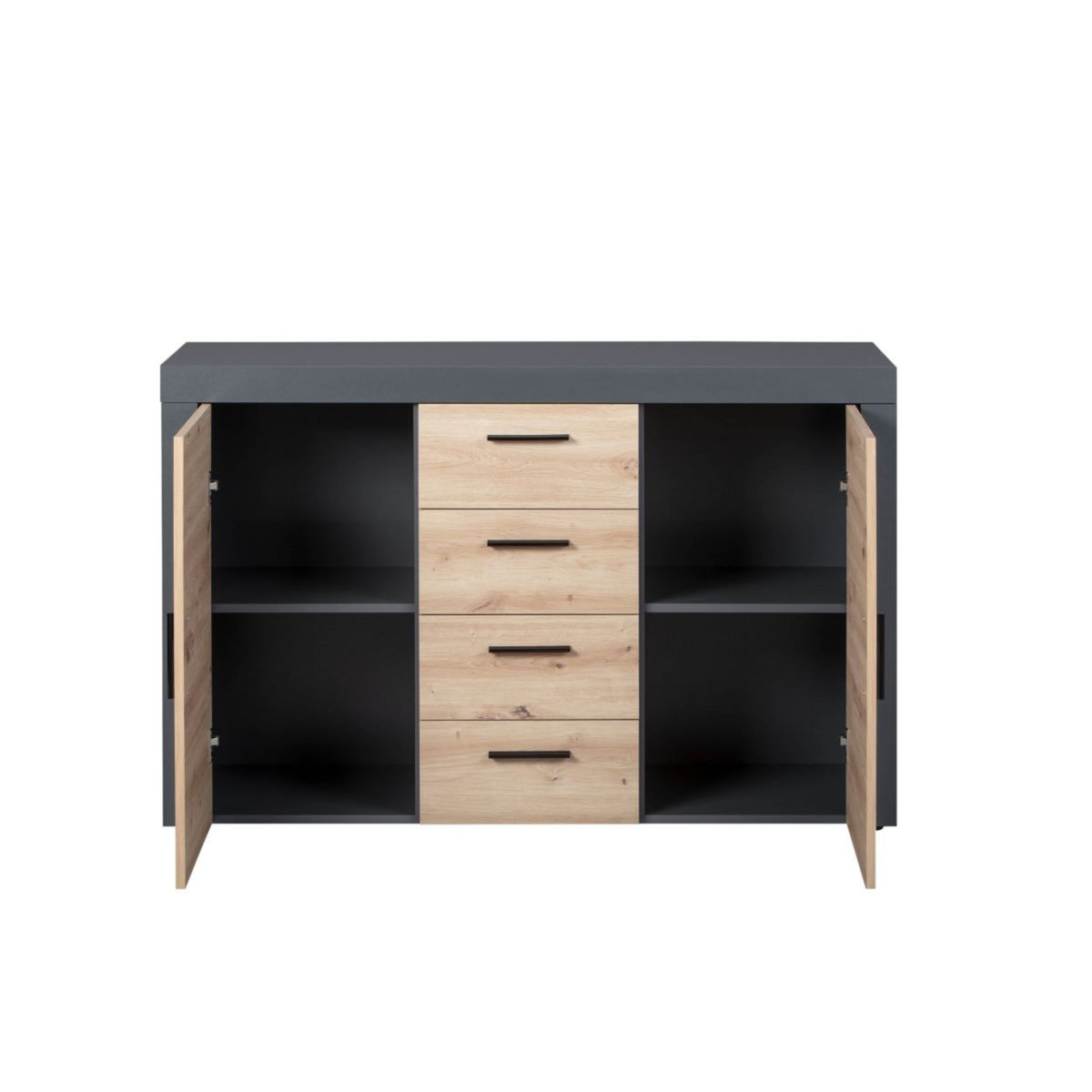 Commode meuble de rangement 2 porte 4 tiroirs L134cm BETO