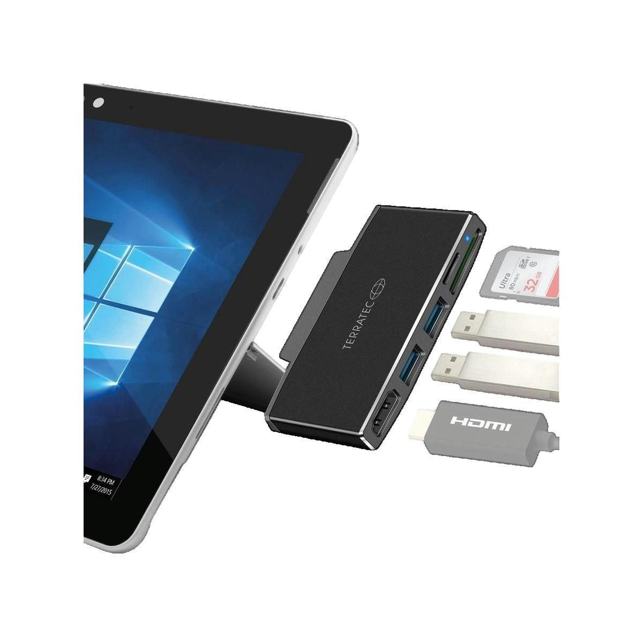 Voir la diapositive 2 : Terratec Station d'accueil USB-C Terratec CONNECT Go1 pour Microsoft Surface Go