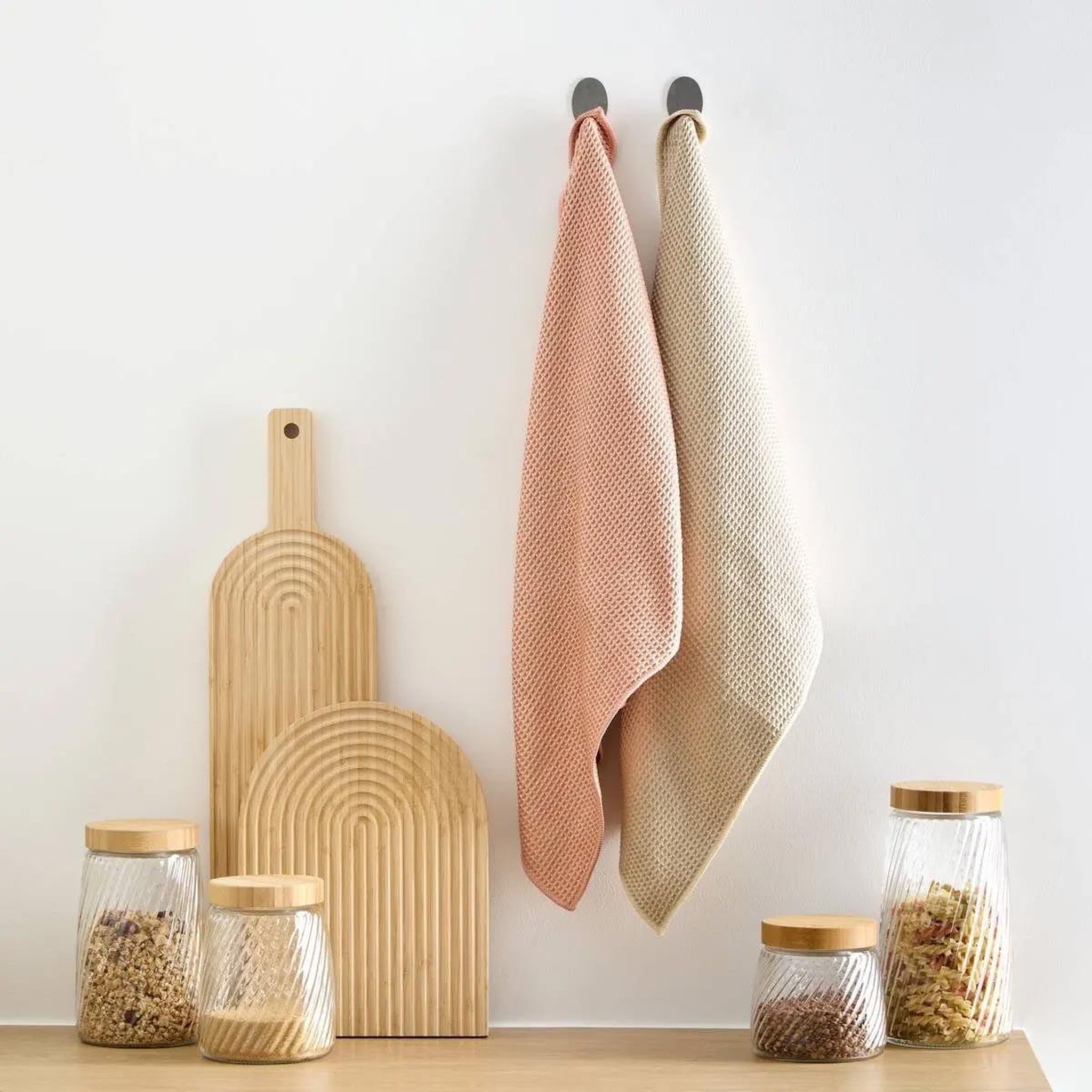 Voir la diapositive 4 : FIVE Lot de 2 chiffons nid d'abeille  honey  45x60cm multicolore