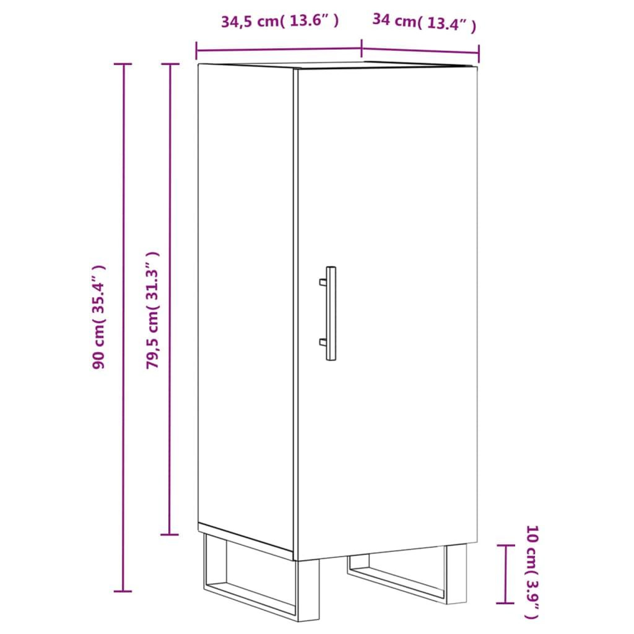 Voir la diapositive 6 : VIDAXL Buffet Chene marron 34,5x34x90 cm Bois d'ingenierie
