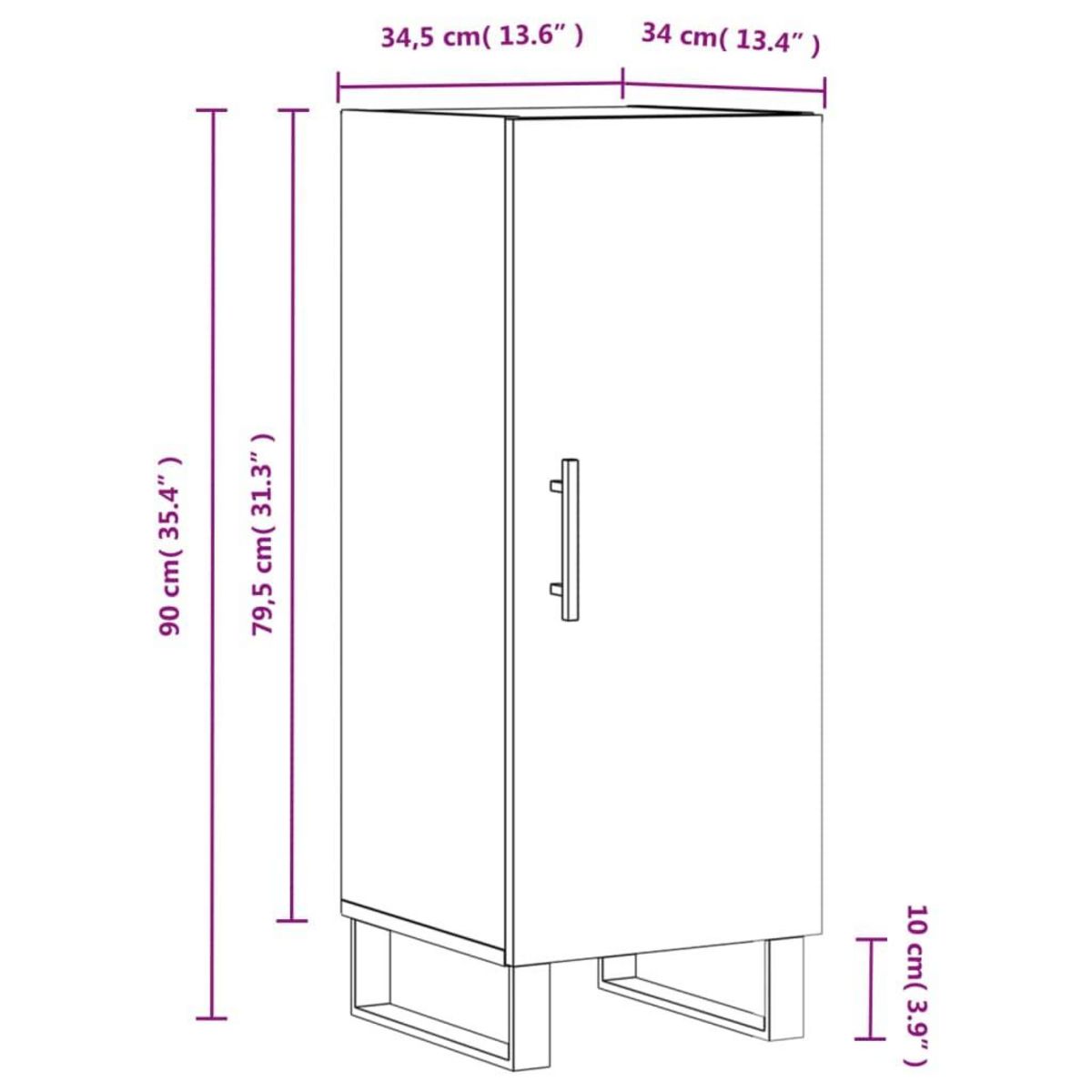 VIDAXL Buffet Chene marron 34,5x34x90 cm Bois d'ingenierie