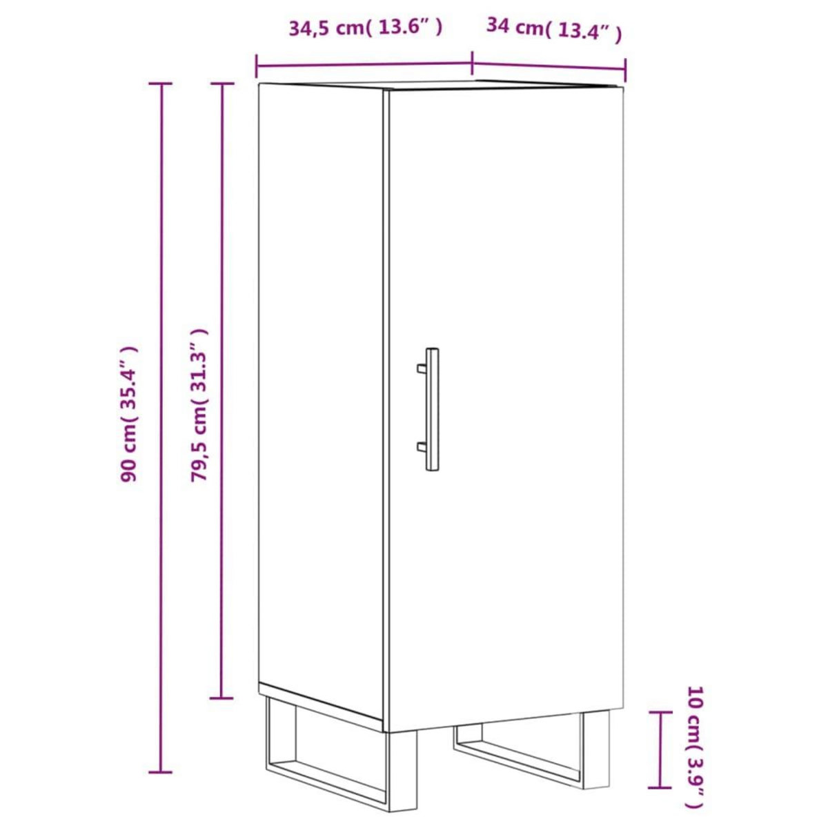 VIDAXL Buffet Chene marron 34,5x34x90 cm Bois d'ingenierie