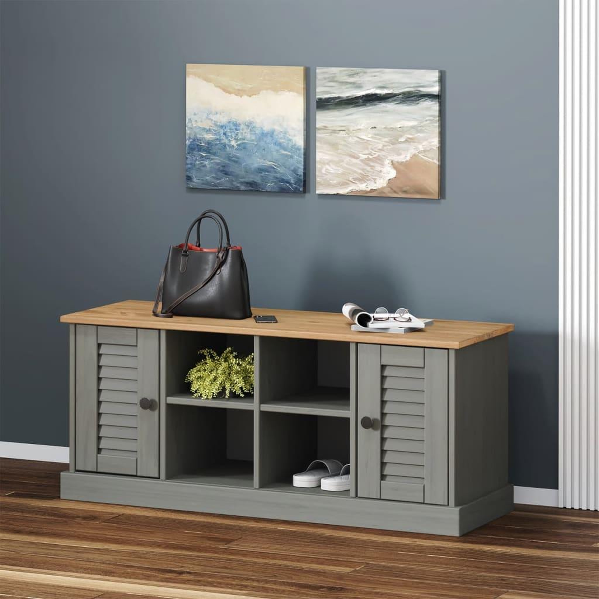 VIDAXL Banc a chaussures VIGO gris 106x35x45 cm bois massif de pin
