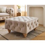 LISA DESIGN Walter - pouf chesterfield en velours - pieds bois