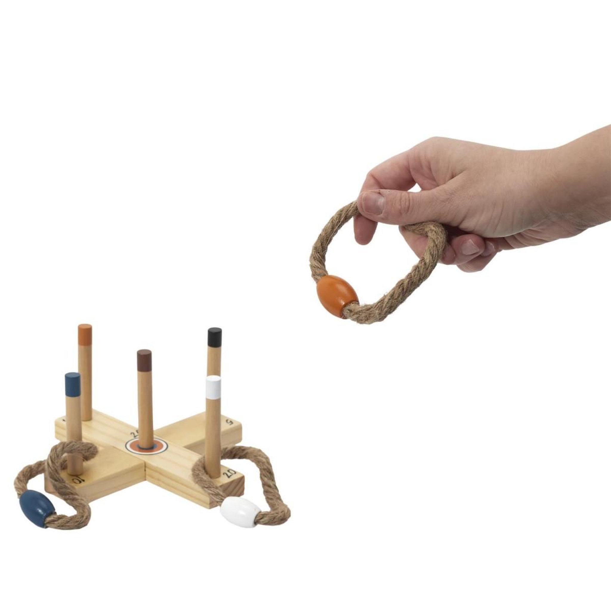 Voir la diapositive 3 : MISTER GADGET Jeu de lancer en bois  anneaux  18cm naturel