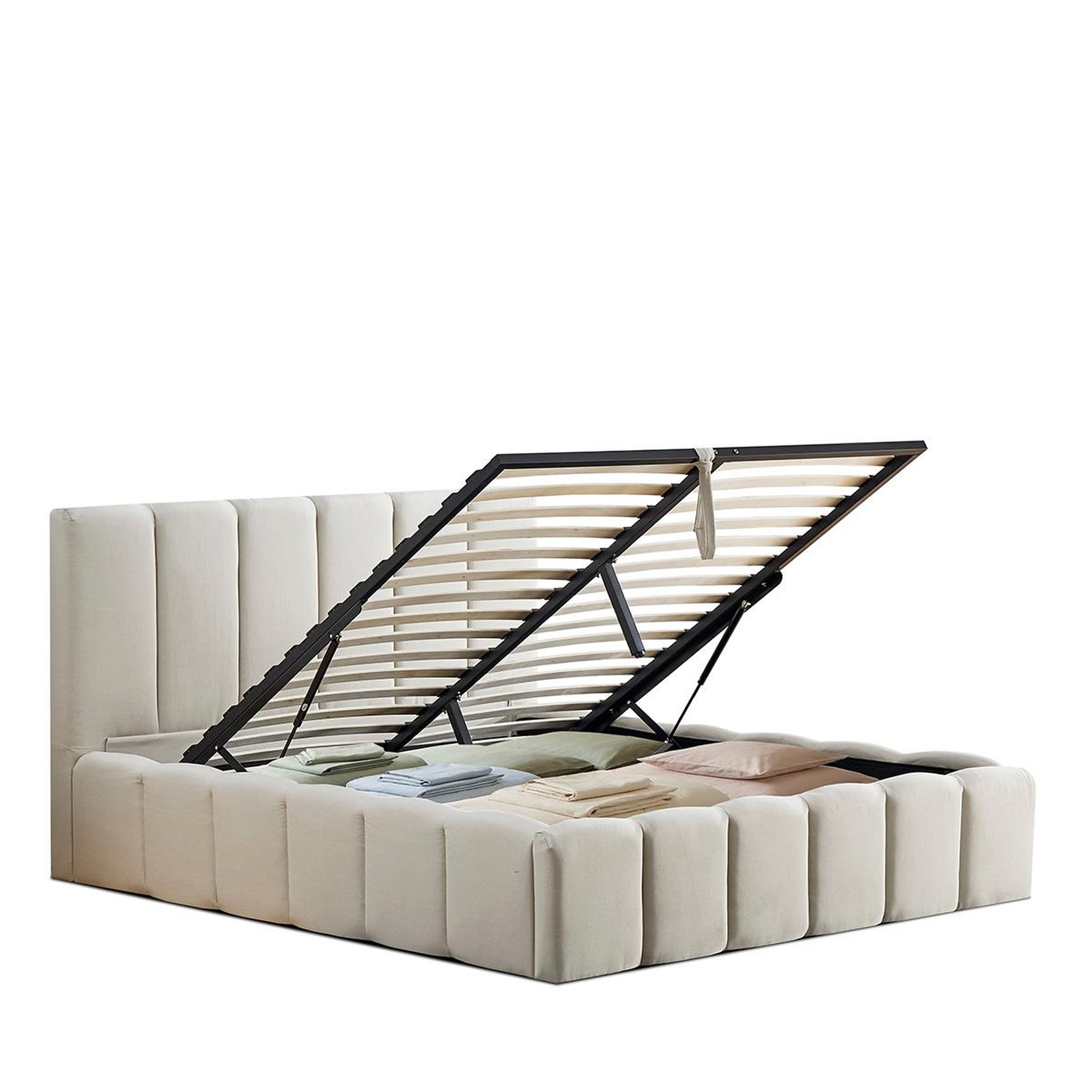 BELLECOUR Bellecour literie | lit coffre beige madeleine 2 places. Coloris disponibles : Beige