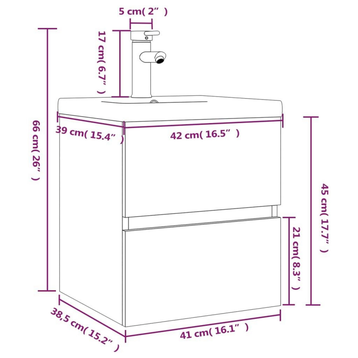 VIDAXL Meuble lavabo avec bassin integre Chene fume Bois d'ingenierie