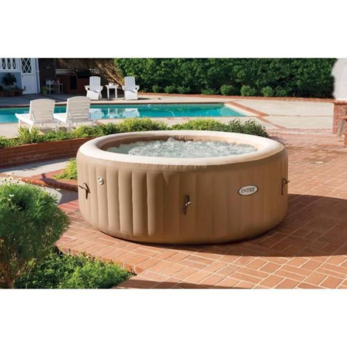 INTEX Spa gonflable INTEX - Sahara - 196 x 71 cm - 4 places - Rond - 28426FR + Lumiere d'ambiance LED