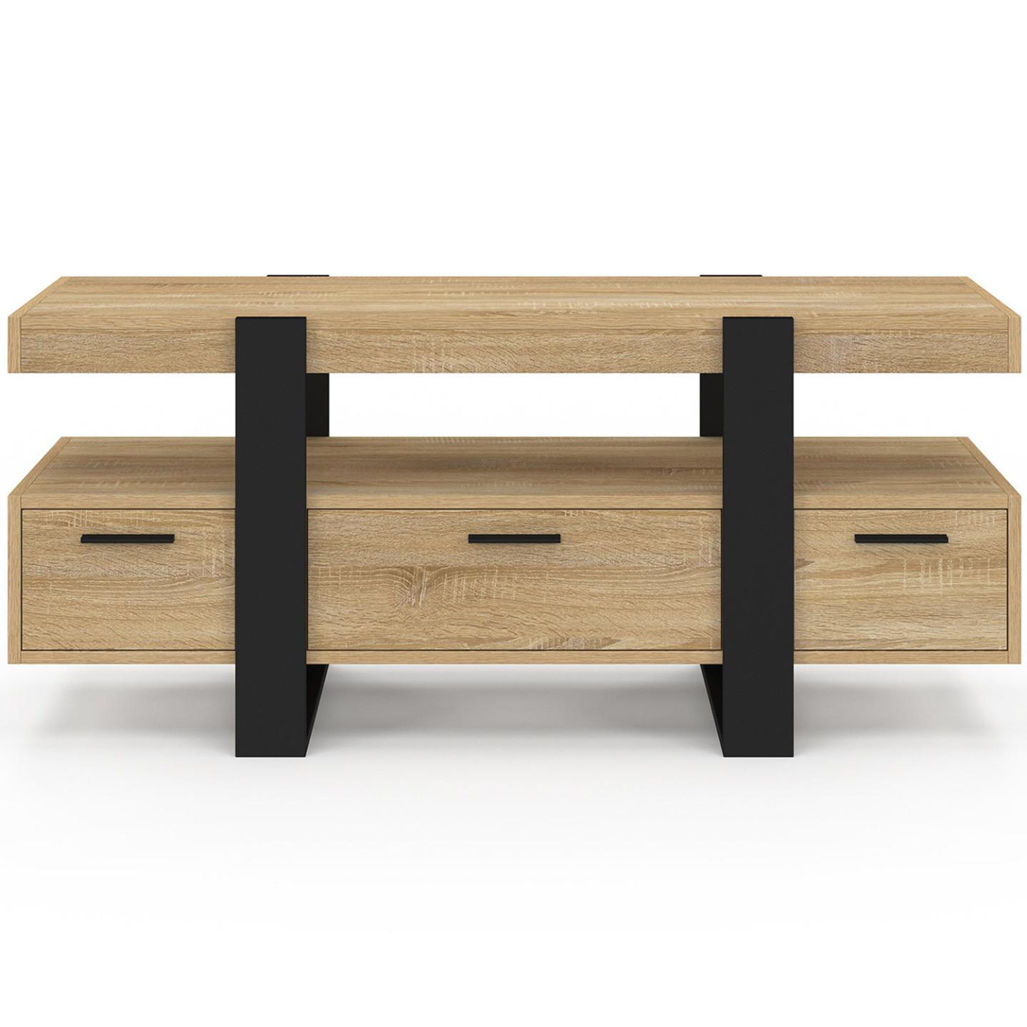 Voir la diapositive 3 : ID MARKET Meuble tv 116 cm phoenix avec tiroirs bois et noir