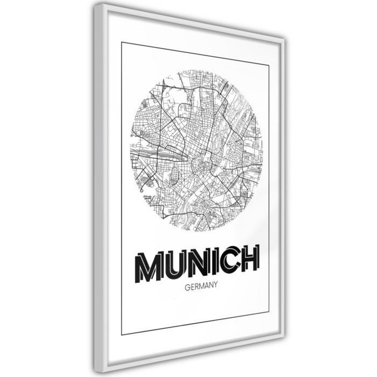 Paris Prix Affiche Murale Encadrée  City Map Munich Round