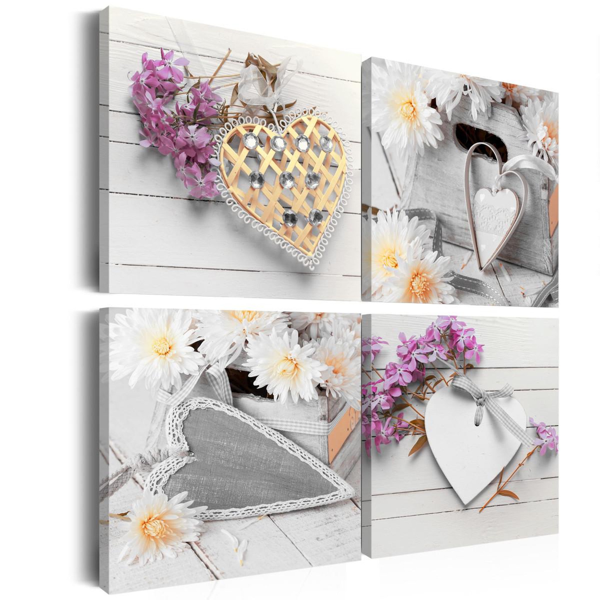 Paris Prix Tableau imprimé  hearts & flowers. Coloris disponibles : Multicolore