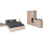 Voir la diapositive 1 : PARISOT Chambre complete adulte VARIA - Lit 140x190/200 + 2 chevets +1 commode, 1 armoire avec miroir - Décor Chene - PARISOT