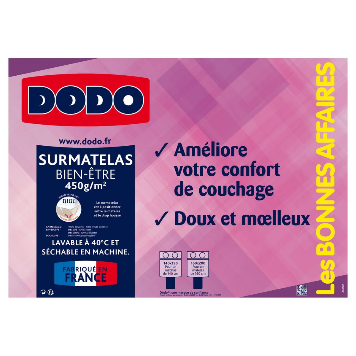 DODO Surmatelas BIEN ÊTRE 