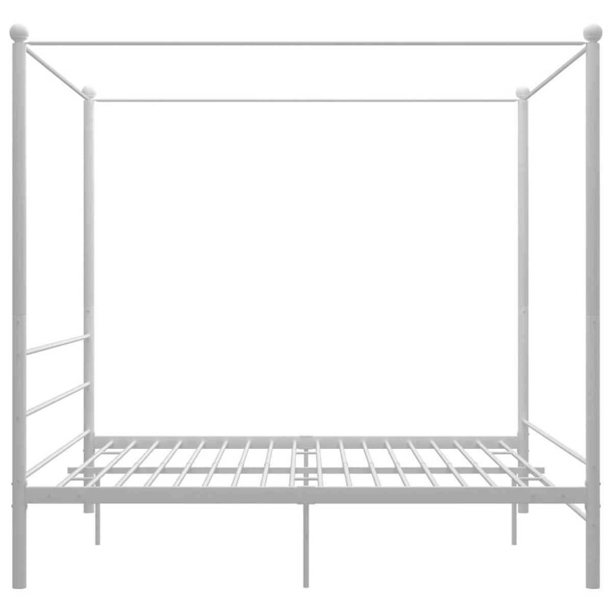 VIDAXL Cadre de lit a baldaquin sans matelas blanc metal 200x200 cm