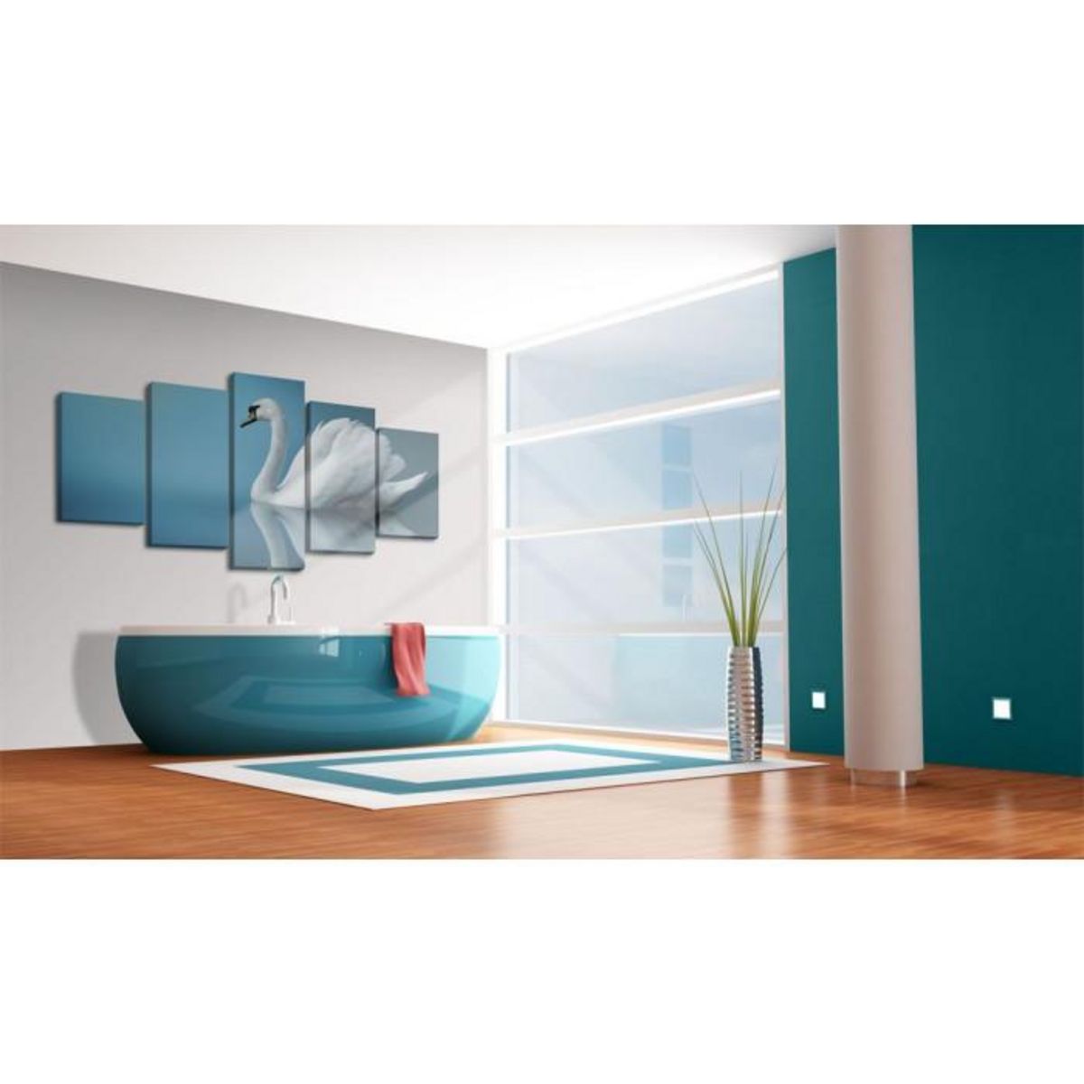 Paris Prix Tableau Imprimé  Cygne sur Fond Bleu