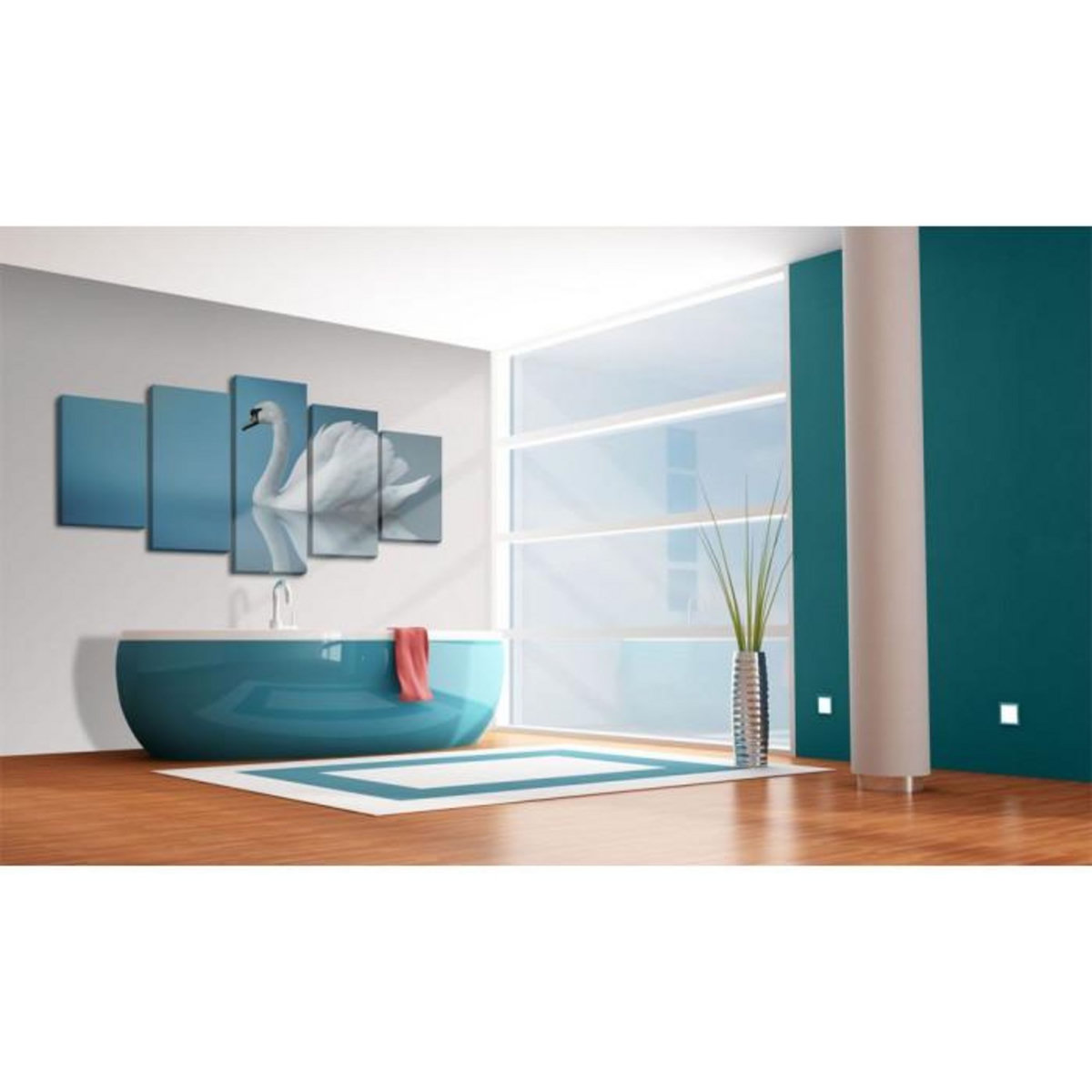 Paris Prix Tableau Imprimé  Cygne sur Fond Bleu