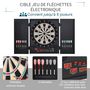 Voir la diapositive 5 : HOMCOM Cible jeu de fléchettes électronique refermable 27 jeux 202 variations jusqu'à 8 joueurs affichage LED haut-parleur noir