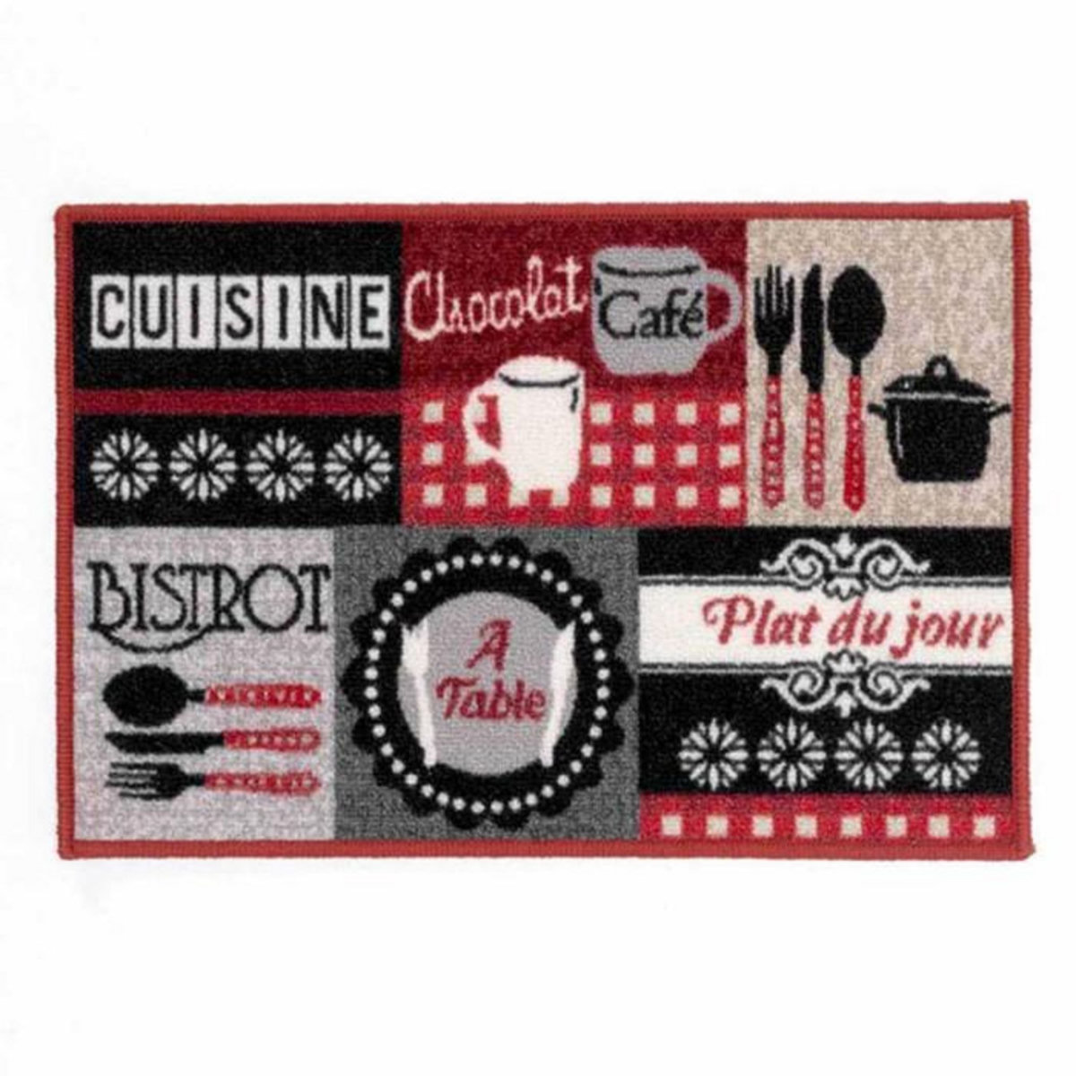 Paris Prix Tapis de Cuisine  Digital Menu  40x60cm Rouge