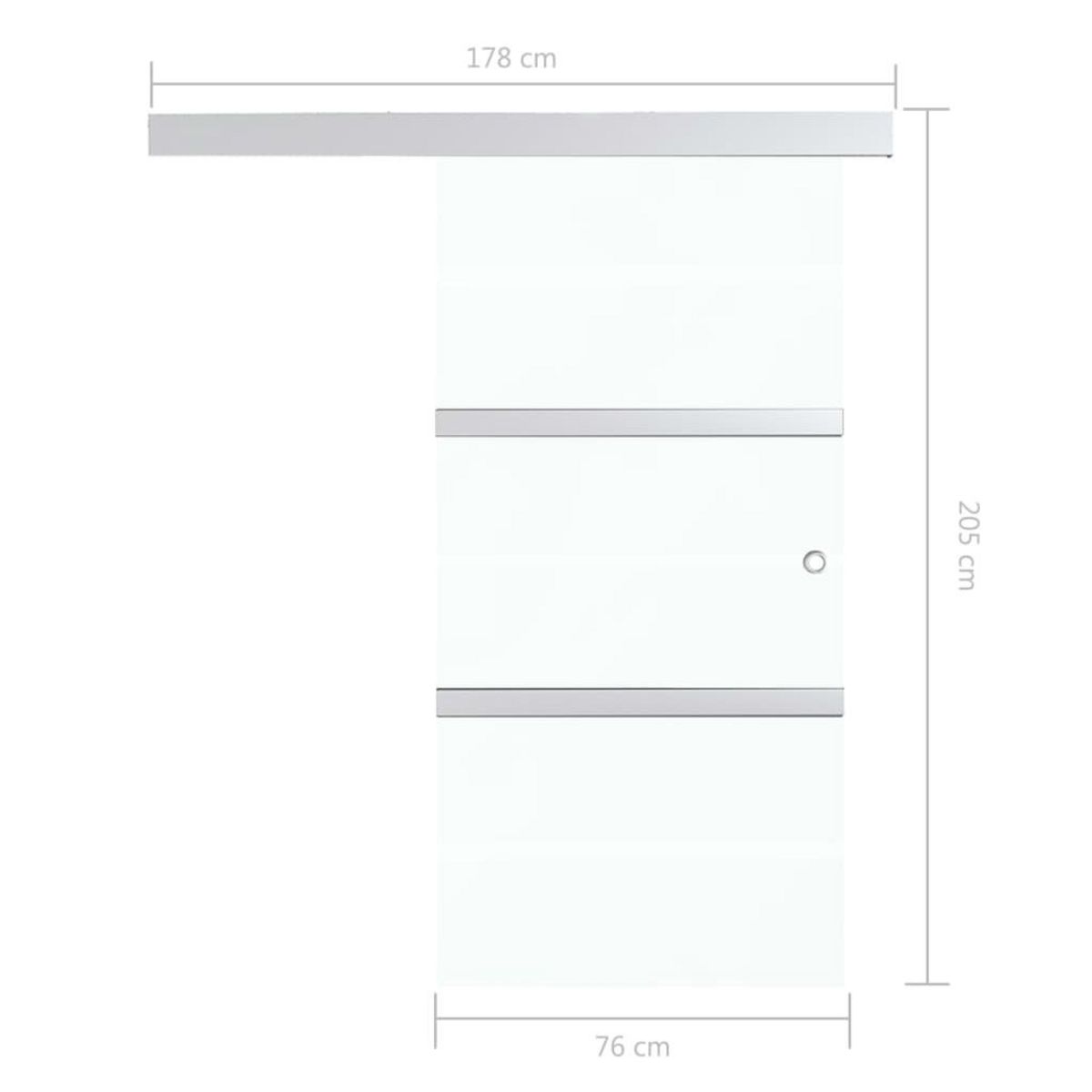 VIDAXL Porte coulissante butees souples Verre ESG aluminium 76x205 cm