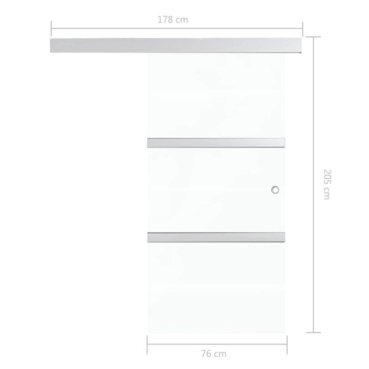 VIDAXL Porte coulissante butees souples Verre ESG aluminium 76x205 cm