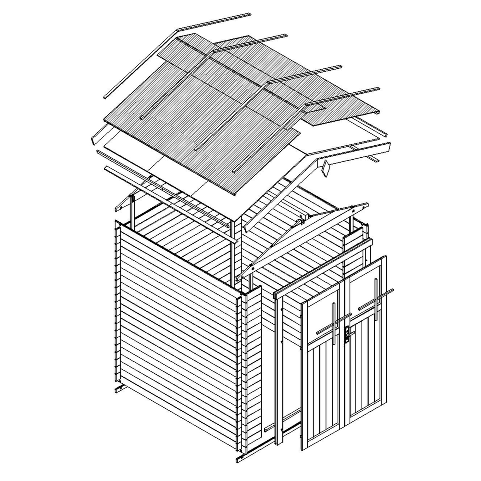 Voir la diapositive 6 : TIMBELA Abri de jardin en bois 1.98 m² portes à panneaux en bois massif m367f