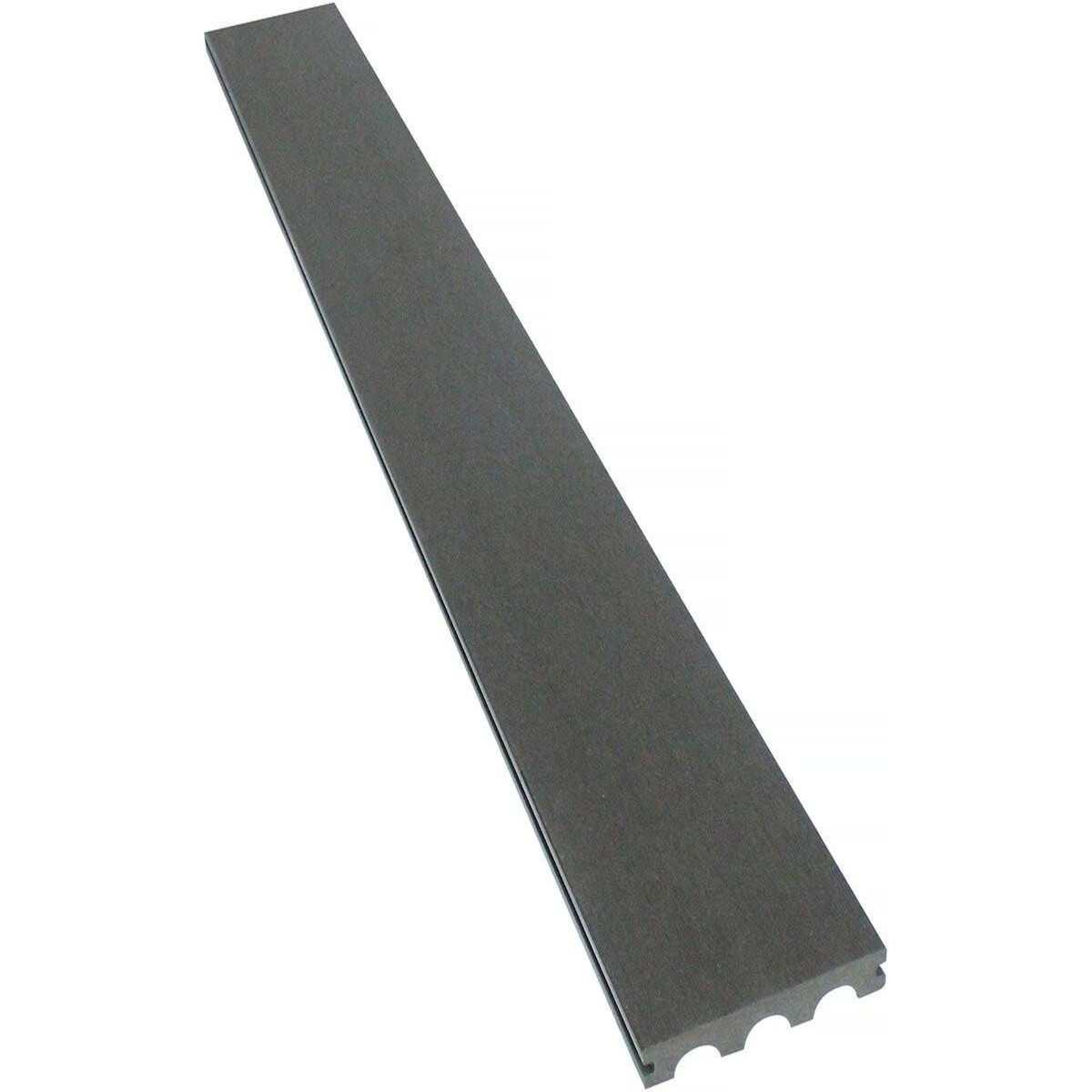Habitat et Jardin Lot de 3 lames de terrasse composite pleines - Long: 2,4m - 1m2- Gris foncé