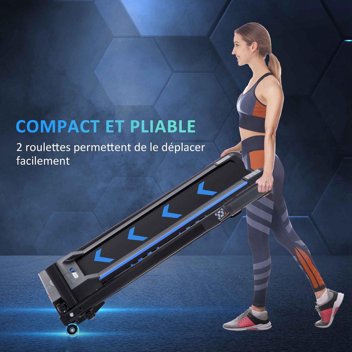HOMCOM Tapis de course pliable - tapis de marche 6 Km/h max. 370 W - collaboration Aosom.fr x FFHandball - orange noir