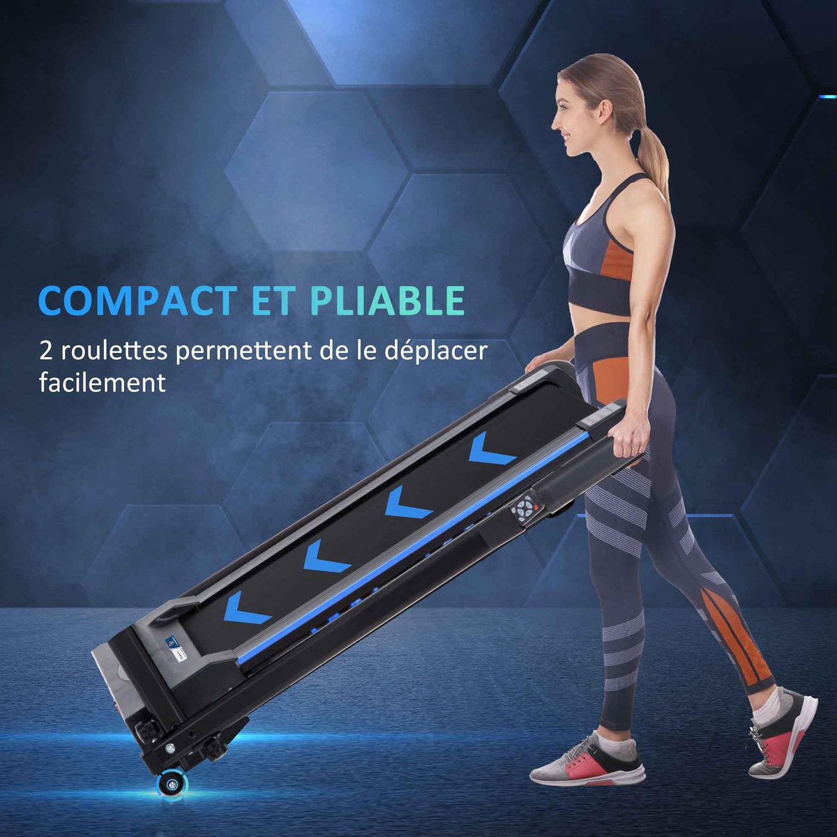 HOMCOM Tapis de course pliable - tapis de marche 6 Km/h max. 370 W - collaboration Aosom.fr x FFHandball - orange noir