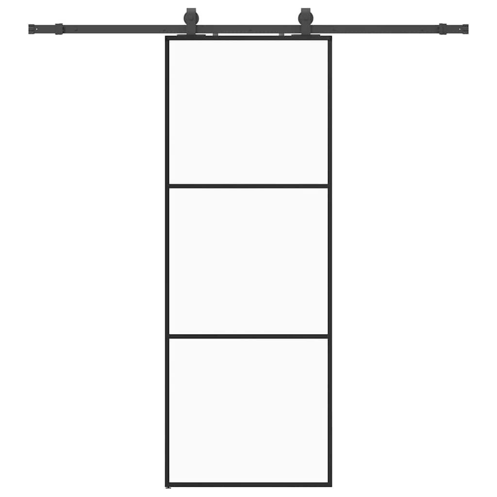 Voir la diapositive 2 : VIDAXL Porte coulissante kit de quincaillerie noir 76x205 cm verre ESG