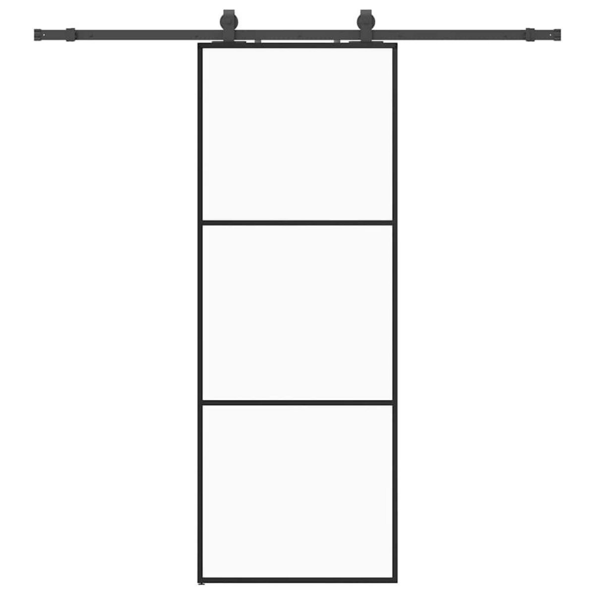 VIDAXL Porte coulissante kit de quincaillerie noir 76x205 cm verre ESG