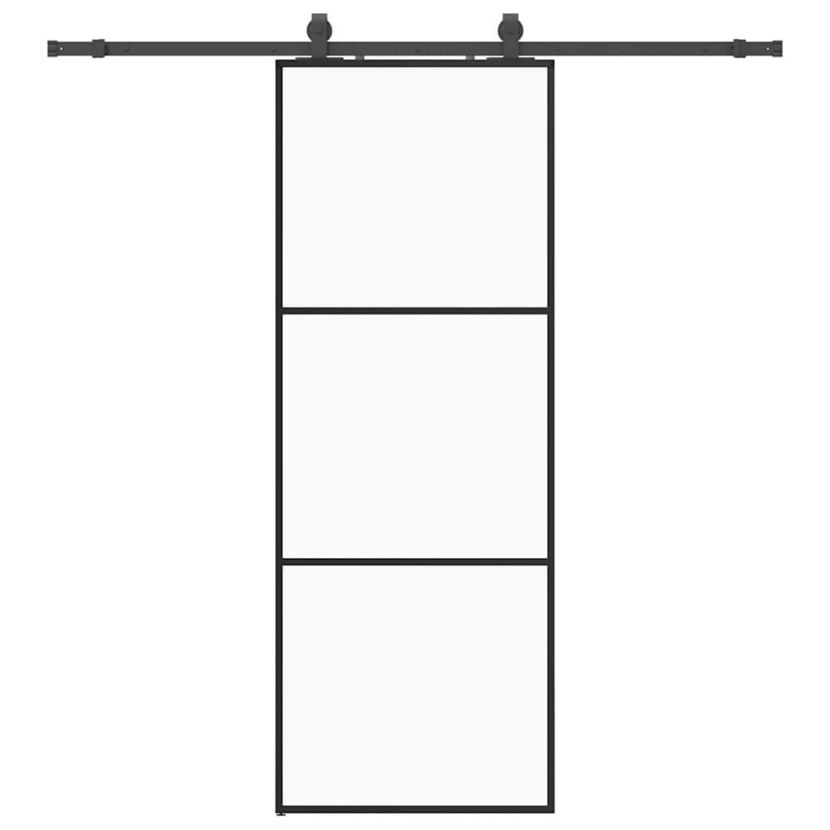 VIDAXL Porte coulissante kit de quincaillerie noir 76x205 cm verre ESG