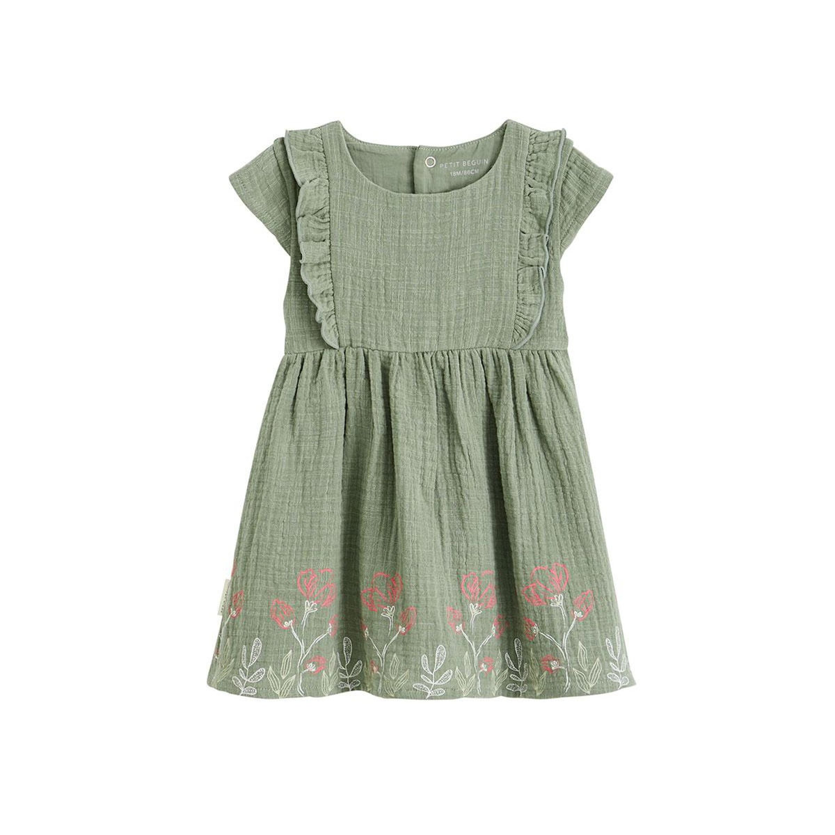 Petit Béguin Robe enfant en gaze de coton Anaelle
