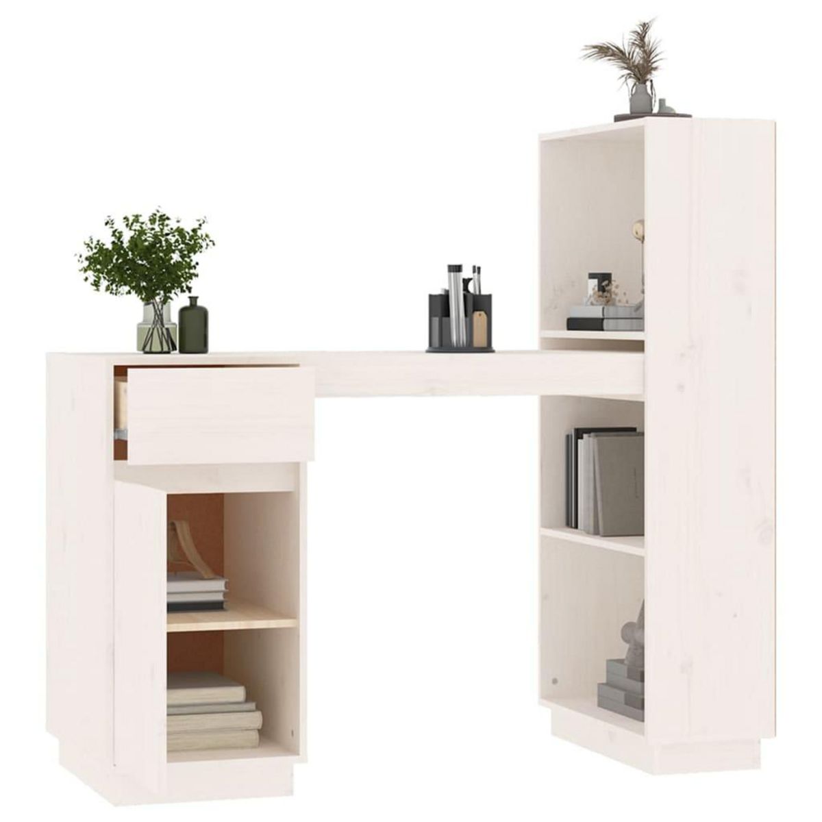 VIDAXL Bureau Blanc 110x53x117 cm Bois massif de pin